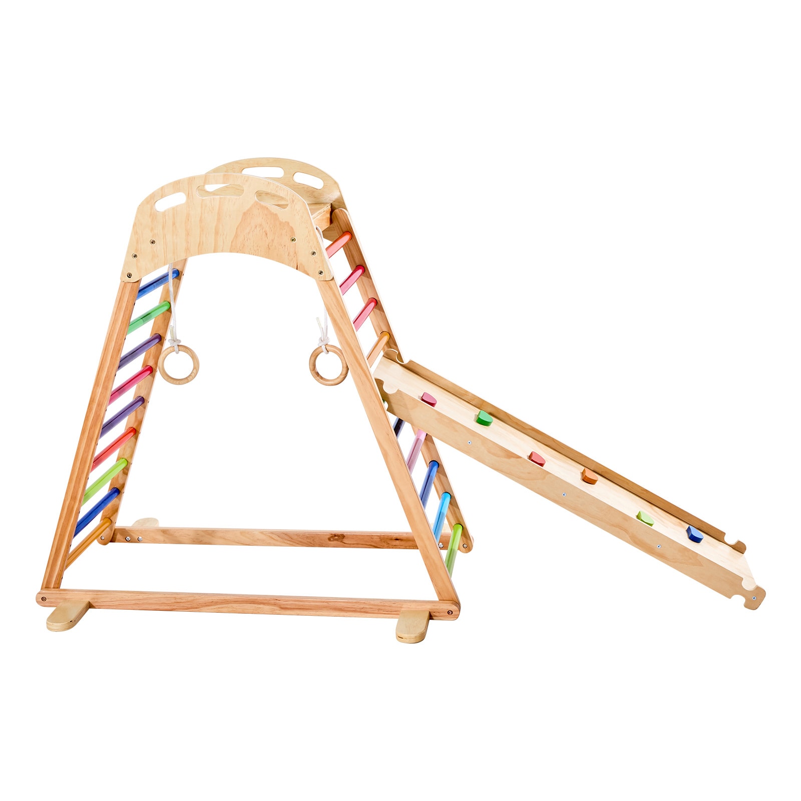 Wooden Indoor Playground Playset 4 In 1 Jungle Gym For Kids_voghion.com